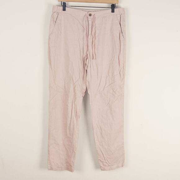 Uniqlo Light Pink Linen Blend Easy Straight Leg Pant Womens Sz L - Picture 1 of 9